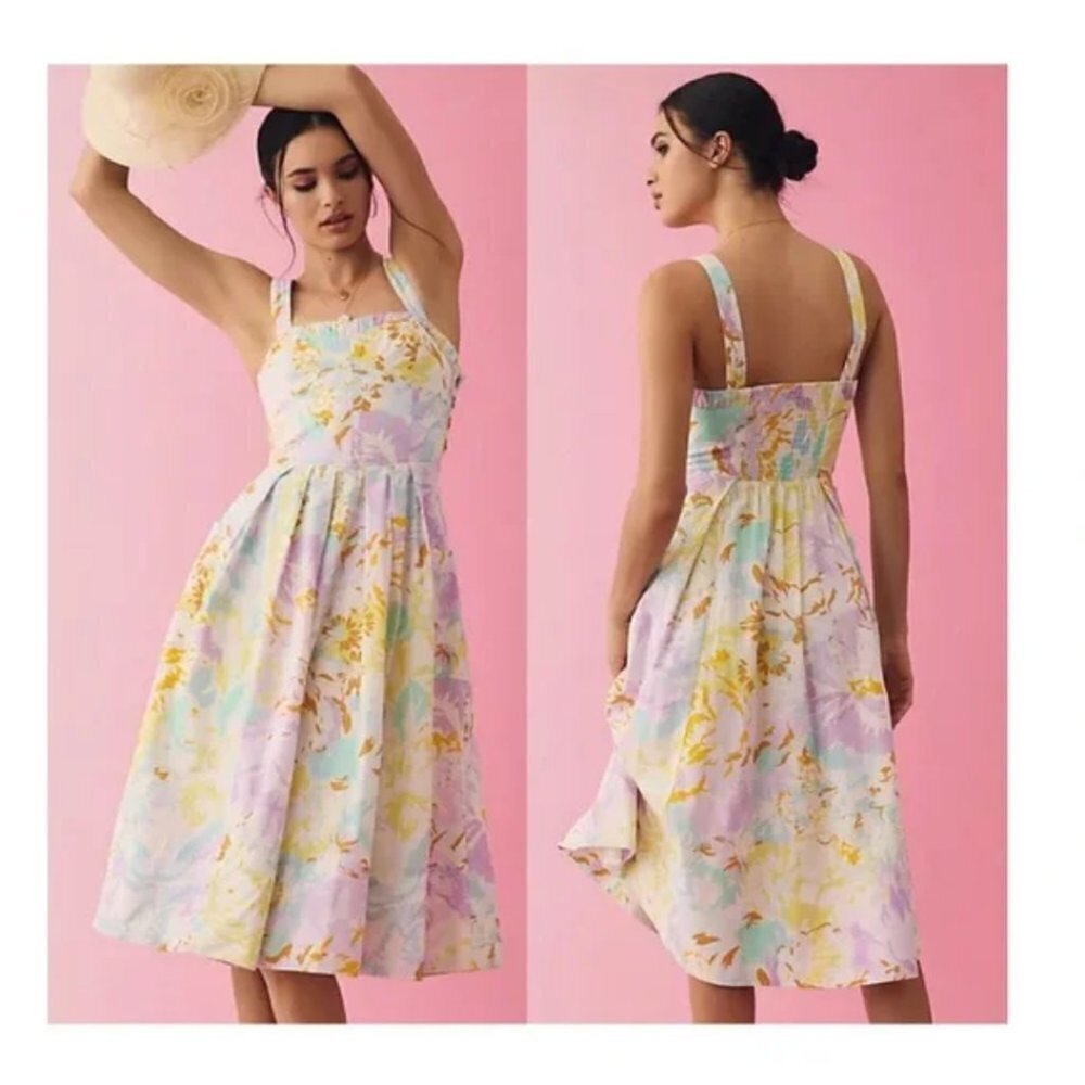 NWT Anthropologie Maeve Sleeveless Sweetheart Corset A-Line dress Size Medium